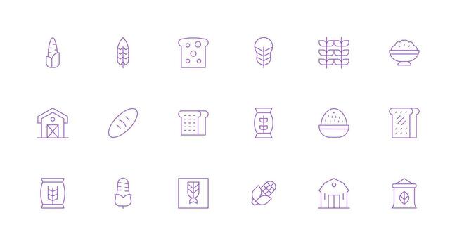 18 Minimal Line Style Icons from Grain Collection Icon Pack for UI vector