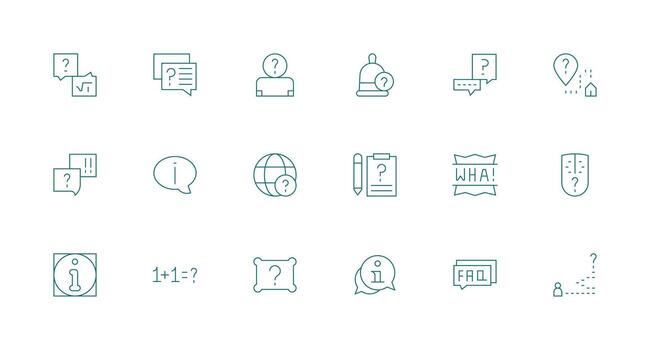 Question Mark Design Icons featuring 18 in Minimal Line Style All-Purpose Icon Design Pack vector
