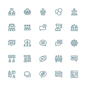 25 Medium Stroke Outline Icons for Forum Graphics Clear and Concise Icon Set Collection vector