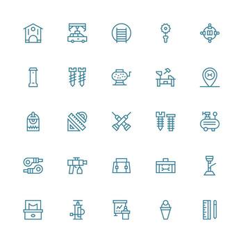 Workshop Visual Pack containing 25 Medium Stroke Outline Icons Well-Structured Icons for Creative Use vector