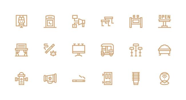 Strong Stroke Line Icons from Public Set with 18 Vectors Neat Icon Set