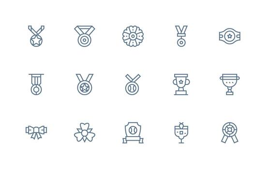 15 Laurel Icons in Regular Line Aesthetic User Interface Icons for Digital Products vector