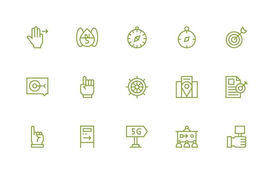 15 Icons for Direction in Regular Line Format Icon Pack for UI vector