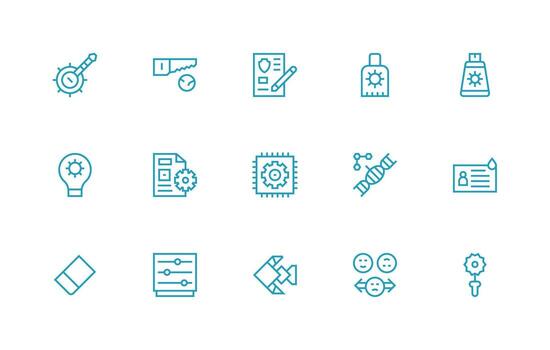 Modification Visual Pack containing 15 Regular Line Icons Dashboard Icon Series vector
