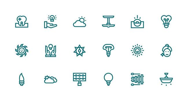 Bright Icon Set with 18 Strong Stroke Line Graphics Sharp Icons for Presentations vector