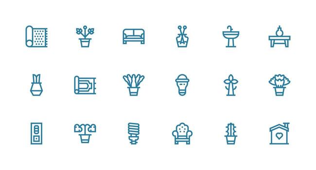 Strong Stroke Line Icons from Interior Design Set with 18 Vectors Responsive Icon Set for Flexible Layouts