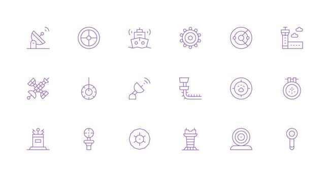 18 Minimal Line Icons for Radar Graphics Fully Editable Icon Set for Web vector