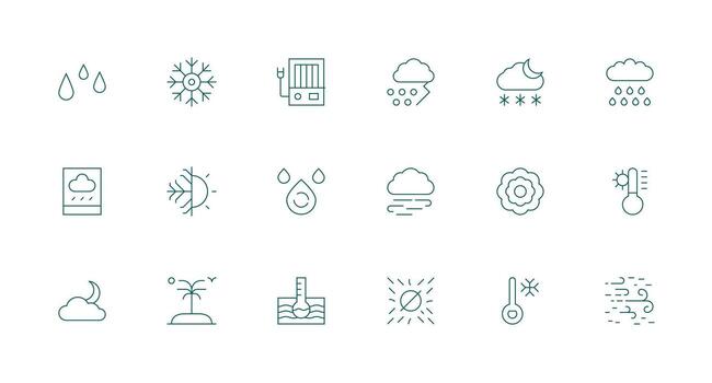 Climate Design Icons featuring 18 in Minimal Line Style Interface Icon Collection vector
