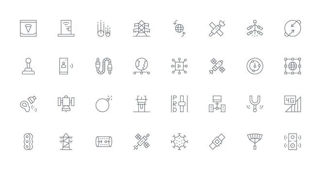 Thin Line Style Transmission Icons with 32 Vectors Fully Editable Icon Set for Web