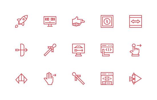 Regular Line Style Forward Icons with 15 Vectors Interface Icon Collection