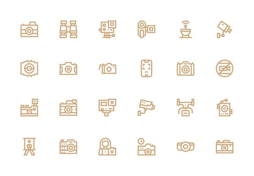 24 Thick Line Line Style Icons from Camera Collection Simple Icons for Interface and Wireframes vector