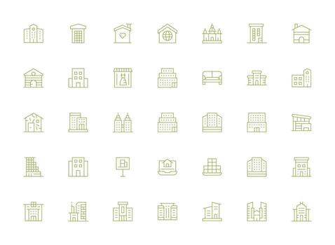 35 Light Line Style Icons from Property Collection High-Resolution Icons for Any Platform vector