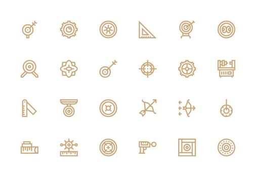 Precision featuring 24 Icons in Thick Line Line Design Complete Icon Set for Mobile Apps vector