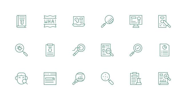 mínimo línea estilo recomendaciones íconos con 18 vectores monitor icono paquete