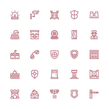 Medium Stroke Outline Style Security System Icons with 25 Vectors Neutral Style Icons for Any Project