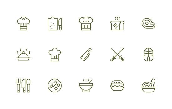 Regular Line Icons from Cook Set with 15 Vectors Scalable Icons for Cross-Platform Interfaces