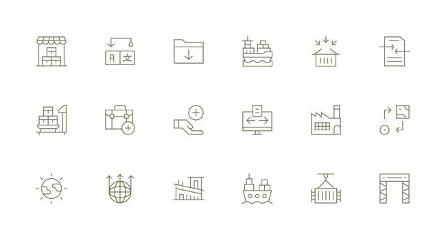 18 Minimal Line Icons for Import Graphics Multi-Purpose Icon Set vector