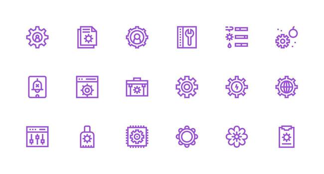 sistema ajustes diseño íconos presentando 18 en fuerte carrera línea estilo interfaz íconos para diario utilizar vector
