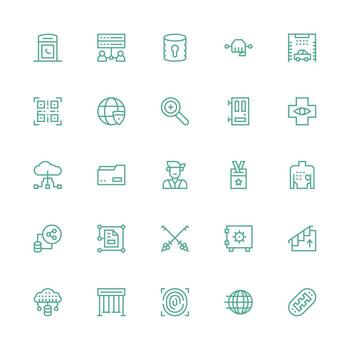 25 Medium Stroke Outline Style Icons from Access Collection Complete Icon Set for Mobile Apps vector