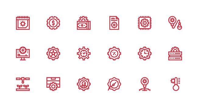 18 Strong Stroke Line Style Icons from Optimization Collection Clear and Concise Icon Set Collection vector
