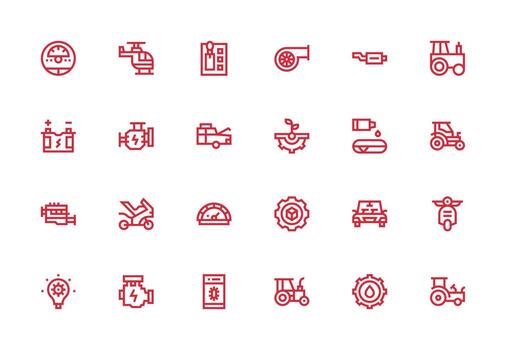 grueso línea línea estilo motor íconos con 24 vectores núcleo icono colección para diario Tareas