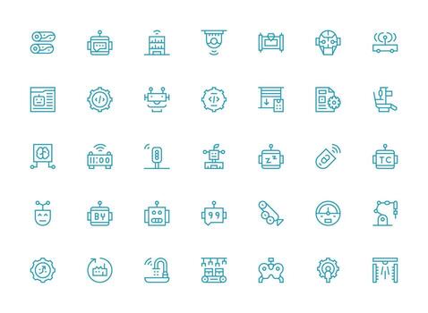 Automation Set with 35 Regular Clean Line Icons User Interface Icons for Digital Products vector