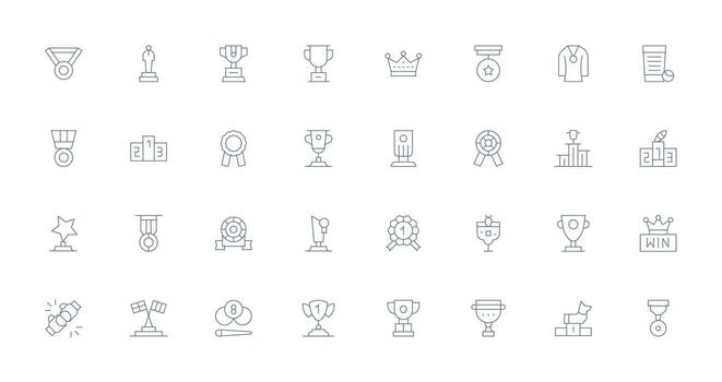 Thin Line Icons from Winner Set with 32 Vectors Reusable Icon Set
