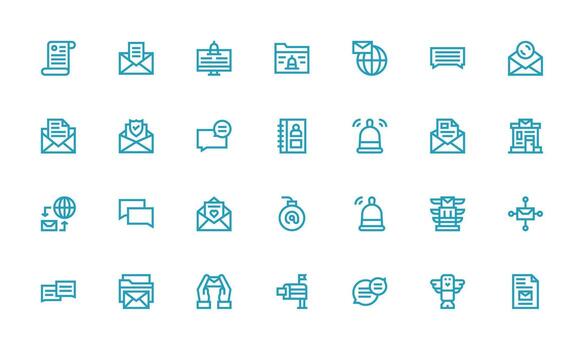28 Icons for Email in Bold Line Format Basic Icon Series vector