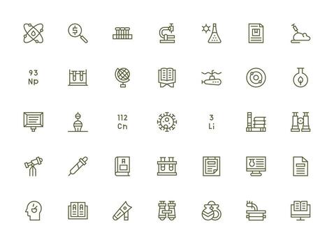 Research Set with 35 Regular Clean Line Icons Full Icon Library for UI Designers vector