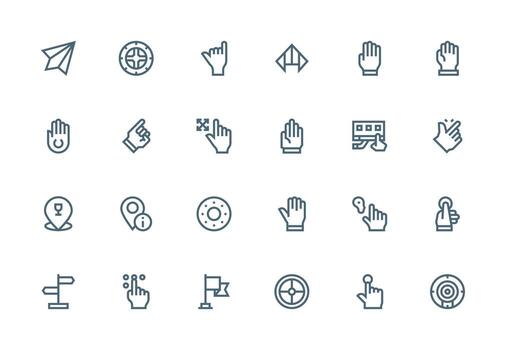 24 Thick Line Line Icons for Pointer Graphics Compact Icon Pack vector