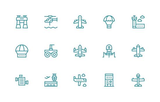 Landing Set with 15 Regular Line Icons Line Icon Collection vector