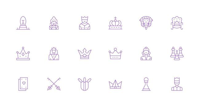 realeza icono conjunto con 18 mínimo línea gráficos optimizado icono paquete para digital productos vector