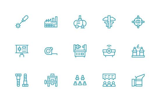 15 Regular Line Vectors for Workshop Theme Glyph Icon Series
