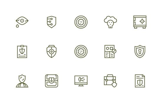 15 regular línea vectores para información seguridad tema de múltiples fines icono conjunto