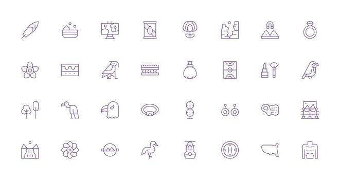 Contour Icon Set with 32 Thin Line Graphics Organized Icon Pack for Quick Access vector