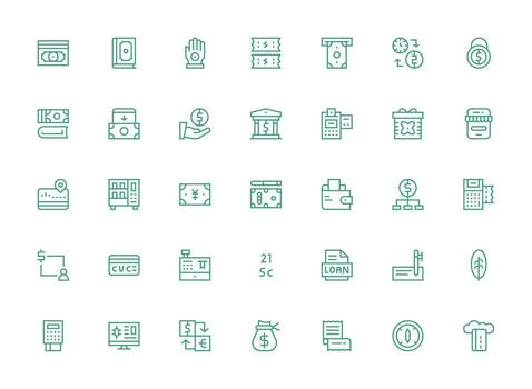35 Regular Clean Line Icons for Payment Graphics All Device Compatible Icon Set vector
