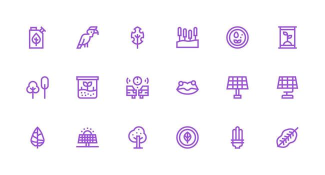 Eco Design Icons featuring 18 in Strong Stroke Line Style Clean Icon Collection for Web Use vector