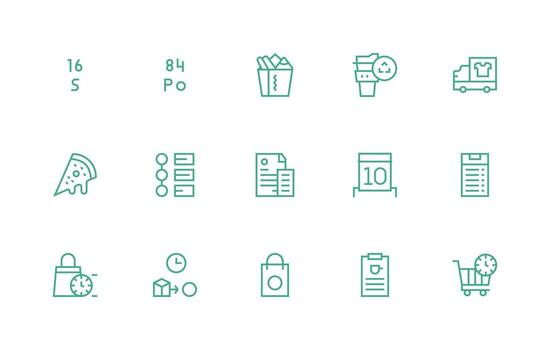 15 Icons for Order in Regular Line Format Essential Icons for Rapid UI Building vector