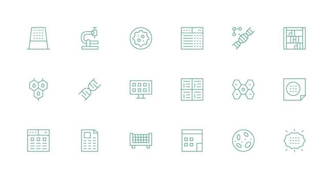 Cells Set with 18 Minimal Line Icons All Device Compatible Icon Set vector