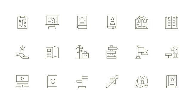 Guide Visual Pack containing 18 Minimal Line Icons Web Icon Collection vector