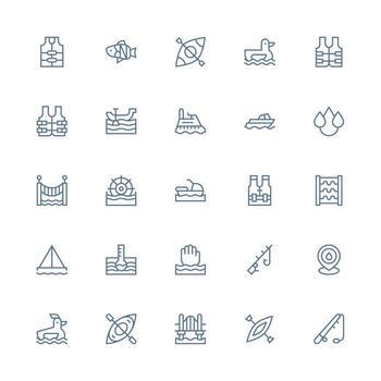 25 Medium Stroke Outline Style Icons from River Collection Interface Icon Collection for Daily Projects vector