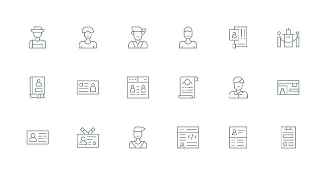 Minimal Line Icons from Registration Set with 18 Vectors Glyph Icon Series