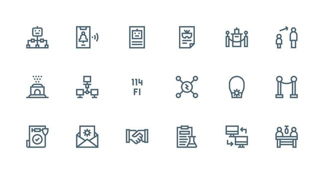 fuerte carrera línea íconos desde protocolo conjunto con 18 vectores escalable icono paquete