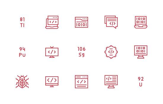 15 Regular Line Icons for Code Graphics Fully Editable Icon Set for Web vector
