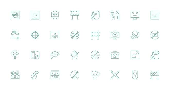 32 Access Denied Icons in Thin Line Aesthetic Interface Icon Collection for Daily Projects vector