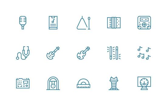 15 Regular Line Designs for Instrument Icons Web Icon Collection vector