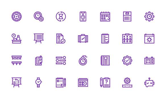negrita línea estilo tarea íconos con 28 vectores web y aplicación icono paquete colección