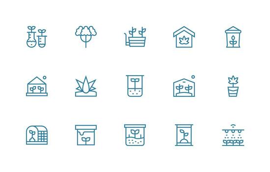 15 regular línea estilo íconos desde hidroponia colección diseño icono colección vector