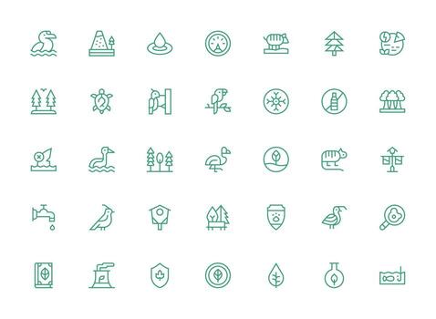 Regular Clean Line Icons from Conservation Set with 35 Vectors Customizable Icon Series for Mobile Screens