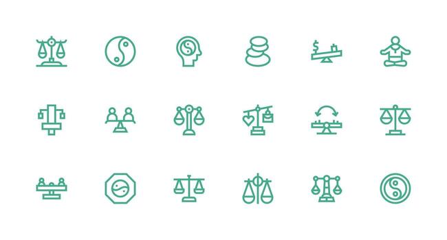18 Strong Stroke Line Vectors for Equilibrium Theme Neatly Designed Icons for Web Platforms